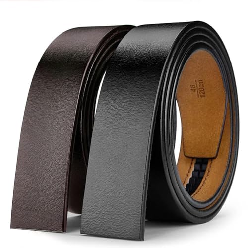 Men's Leather Belts Double Sided Waistband No Buckle Belts Black Brown Sided Pants Short Waistband2
