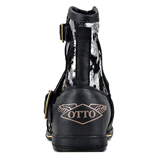 Image of OSSTONE Moto Boots for Men Fashion Zipper-up Leather Chukka Boots Casual Shoes OS-5008-1-J-US