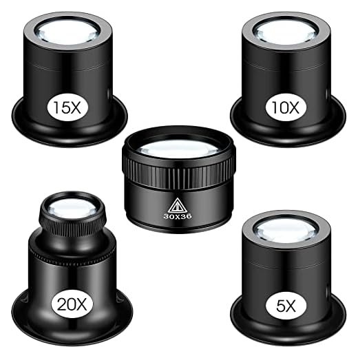 5-Piece Jeweler's Loupe Magnifier Set, Various Magnifications