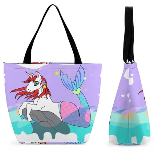 Sac pour femme licorne sirène grand sac de shopping et voyage à bandoulière