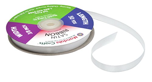 Mandala Crafts White Satin Ribbon 3/8 Inch Wide For Crafts - White Ribbon Satin For Hair - Solid Color Double Faced Satin Ribbon 100 Yards Roll For Wedding Gift Bows #TOP1