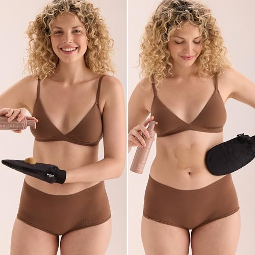Image of Brown Bee Self Tanning Application Mitt - Reusable Microfiber Mitt for Streak-Free Self Tanner, Even Bronze & Clean Hands