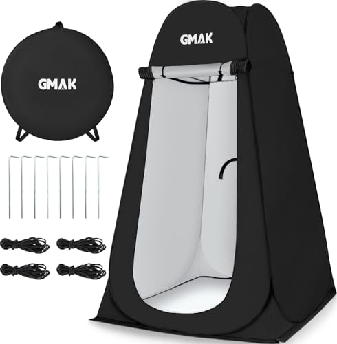 GMAK Pop Up Privacy Shower Tent, Portable Pop Up Beach Dressing Changing Room UV/Rain Outdoor Privacy Shelter Camping Tent, Shower Room Toilet Shelters for Outdoor Hiking Beach Picnic Fishing, Black by GMAK - Used condition - US$29.99