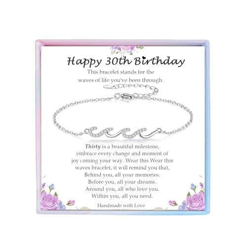 Image of Gifts for Women Christmas Birthday, Silver Wave Bracelets for Woman Mom Wife Grandma Daughter Granddaughter Friend Sister, The Waves of Life We've Through Together Mothers Day Graduation Gift