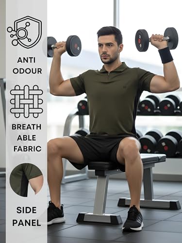 Image of White Moon Dryfit Tshirt for Men, Gym T Shirt for Men Workout - Running with Collar Zipper Neck and Side Panel, Quick-Dry, Anti-Odor Sports Tshirt, Lightweight & Breathable