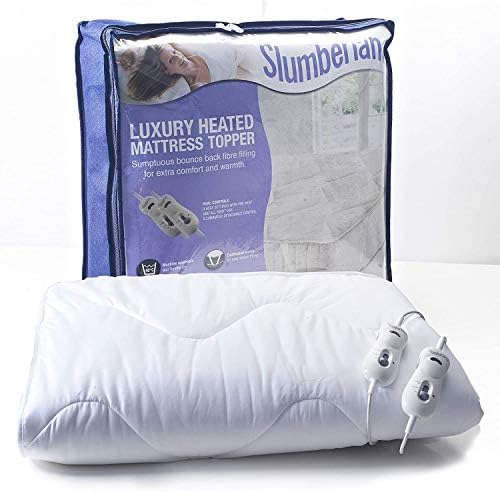 Slumberland Full Bed Size Heated Electric Mattress Topper, 9 Temperature Settings, all Night Use, Pre Heat Settings, Easy Fit, 4 Elasticated Corner Straps, Dual Controls, Double 190 x 137 cm