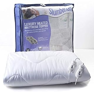 Slumberland Full Bed Size Heated Electric Mattress Topper, 9 Temperature Settings, all Night Use, Pre Heat Settings, Easy Fit, 4 Elasticated Corner Straps, Dual Controls, Double 190 x 137 cm