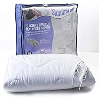 Slumberland Full Bed Size Heated Electric Mattress Topper, 9 Temperature Settings, all Night Use, Pre Heat Settings, Easy Fit, 4 Elasticated Corner Straps, Dual Controls, Double 190 x 137 cm
