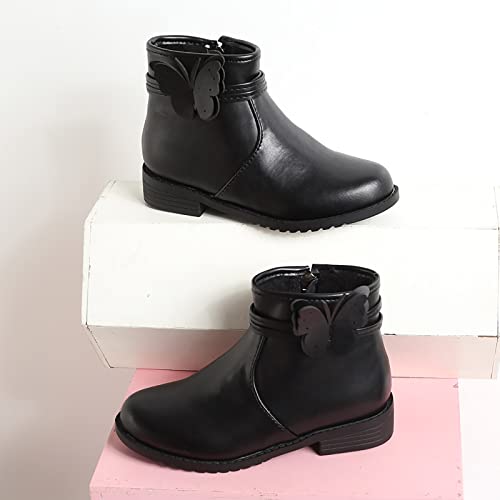 Ankle Boots Baby Girls Butterfly Decor Zip Side Boots Western Boots Kids Ankle Boots Girls Low Heel Riding Booties3