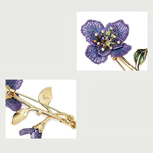 Broche Accesorios elegantes de moda for mujer, broche de flores bordado degradado púrpura, broche de lujo for banquete de boda, accesorios Broches para Ropa