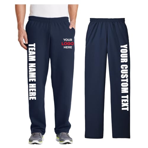 Custom Unisex Core Fleece Sweatpant with Pockets | add Your School Name, Team Logo, Company Brand, or Custom Text | Classic Open-Bottom Fit | Personalized Apparel for Any Team, or Casual Occasion.