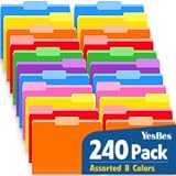 240 Pack Colored File Folders, 1/3 Cut Tab File Folders Letter Size 8.5 x 11 Inch, Assorted 8 Colors Filing Folder for Office School Business