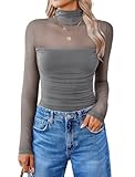 Avidlove Women Long Sleeve Bodysuit Turtle Neck Shapewear Body Suits Mesh One Piece Leotard Shirt Going Out Tops Fall Outfits