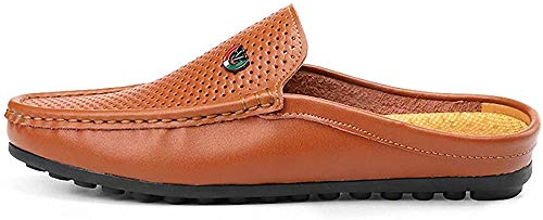 Image of Men's Classic Leather Slippers Office Casual House Slip On Backless Loafers