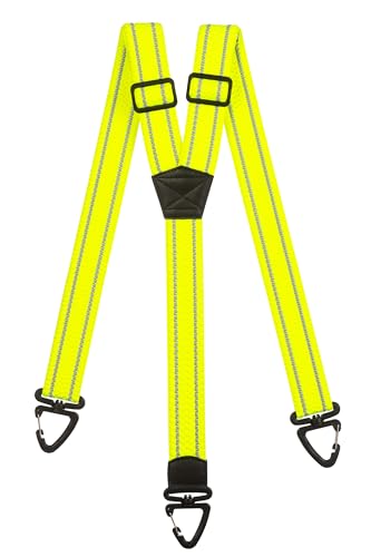 Olata Bretelles de Sécurité XXL, Haute Visibilité avec Bandes Réfléchissantes, Mousquetons en Plastique - 4cm. Jaune (Y Modèle)