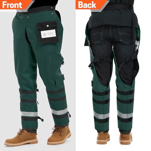 Calça de motosserra técnica com envoltório técnico da UL Classe A 8 camadas avental estilo verde exé