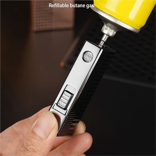 Encendedor de butano de doble llama regulable con tanque visible para moxibustión y hogueras 7