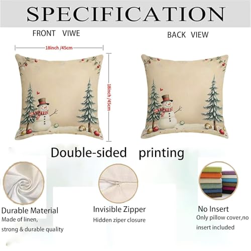 Housse de coussin Noël 70x70 cm blanche en lin imperméable pour décorer votre salon - 5