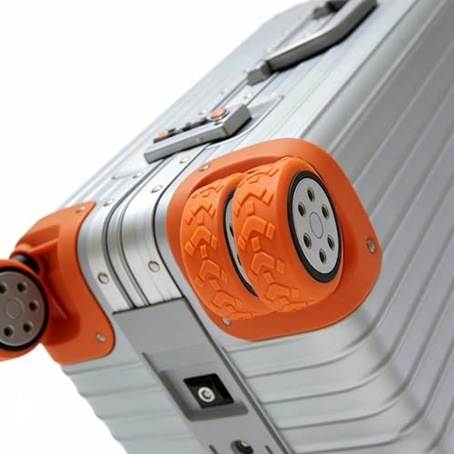 Image of 8pcs Suitcase Wheel Cover Silicone, Trolley Wheel Protector, Luggage Wheel Protector, Orange Color Wheel Cover Set