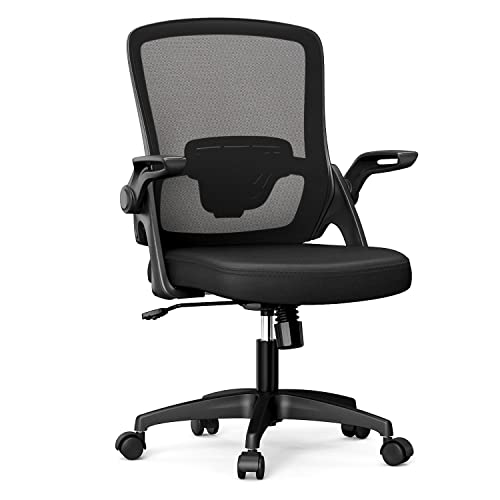 Funria Chaise de bureau ergonomique pivotante en maille avec accoudoirs rabattables et support lombaire réglable en hauteur Noir Cover