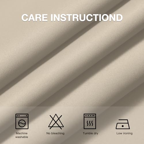 Image of COSVIYA Grommet Room Darkening Beige Curtains 84 inch Long for Bedroom | Light Blocking Insulated Thermal Curtains for Living Room, Blackout Thick Polyester Window Drapes,38x84 inches, 2 Panels