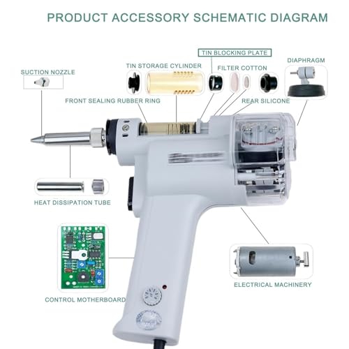 Pistola desoldadora eléctrica automática con bomba de aire doble, temperatura ajustable de 380 a 480 °C y succión de alto vacío para reparación de PCB.