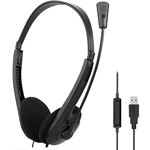 USB PC Microphone Headset with Audio Controls, Computer Headphone with Mic for Laptop PC, Wired Headset for Call Center/Office/Conference Calls/Online Course Chat Cover