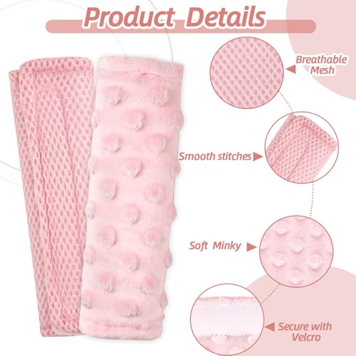 Almohadilla y cubre cinturón para asiento de bebé 2 en 1 rosa miniatura 3