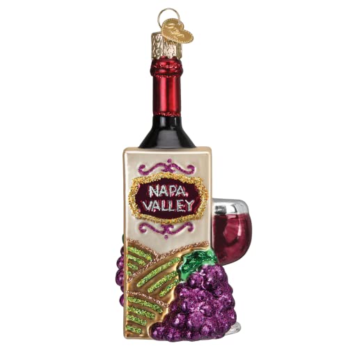 Old World Christmas Napa Valley Glass Blown Ornament for Christmas Tree, Handcrafted Holiday Decoration, Adult Beverages Collection