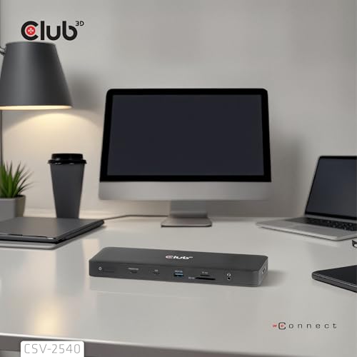 Base de conexión cuádruple Club3D CSV-2540 14-in-1 USB-C con múltiples puertos para escritorio 6