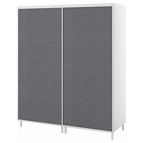 ProTuning PLATSA Armario con 2 puertas correderas, color blanco Larkollen/gris oscuro, 160 x 57 x 191 cm
