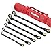 STARWORK TRUE MECHANIC™ 6-Piece 4-in-1 Extra Long Flex-Head Ratcheting Wrench Set with Rolling Pouch, Double Box End, 120-Tooth, SAE&Metric