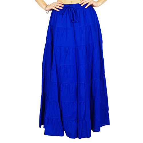 Skirt Long Maxi Skirt Beach Wear Cotton Summer Wear Clothing- 18 Royal Blue2