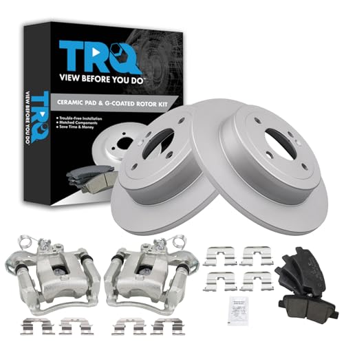 Image of TRQ Rear Brake Pad and Rotor Set Ceramic Solid G Coated Rotors Calipers | For 2012-2016 Kia Rio