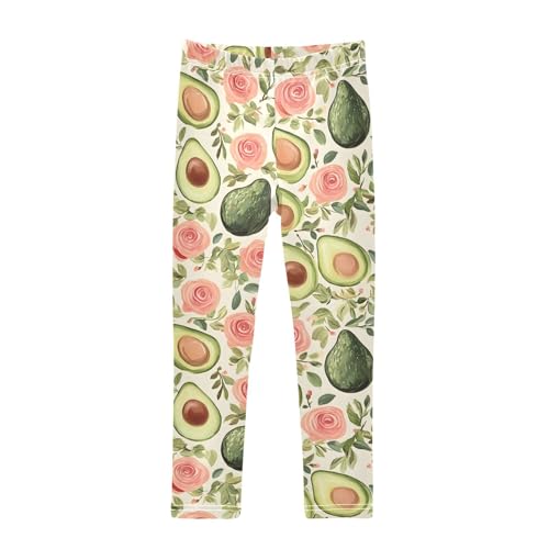 Avocado Rose Girls Leggings Ultra Soft Compression Yoga Gym Pants for Kids 4-10T