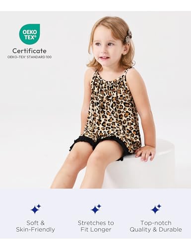 Image of Toddler Kid Girls Summer Outfits Sleeveless Shirt and Ruffled Shorts Set, Viscose from Bamboo