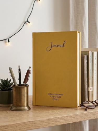 Image of Unruled Premium Hardcover Journal Notebook | Weekly Summary, To-Do Lists & Goal Planner | Undated Productivity Journal | A5 Size, Smooth Writing Pages | 100gsm Thick Paper, 80 Sheets /160 Pages Per Book | Elegant Notebook for Work, Study & Personal Planning (YELLOW, Unruled)