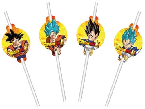 Chaks 12804-DB, Lot de 8 Pailles en Carton avec médaillons 19,6cm Dragon Ball ®