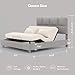 FLEXISPOT All-in-One Adjustable Bed Frame with Upholstered Square Tufted Headboard, Queen–Modern Minimalist Design–Synchronized Head&Foot Lift for Relaxation–5Y Motor&10Y Frame Warranty,Light Grey