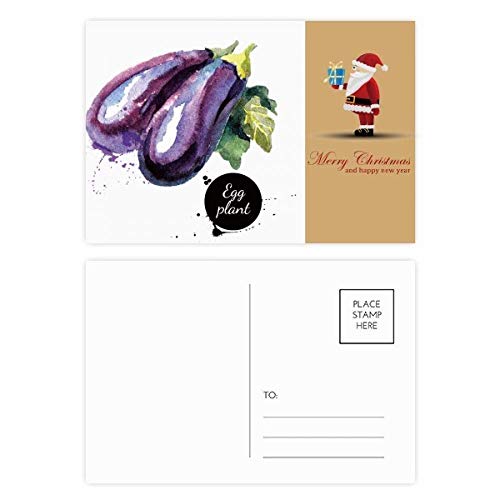 Carte postale légume aubergine illustration aquarelle saine pour correspondance lot de 20