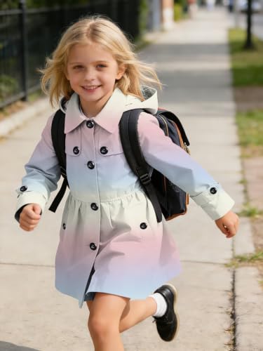 Image of SANGTREE Girl's Waterproof Trench Coat Hooded Lightweight Windbreaker Rain Jackets
