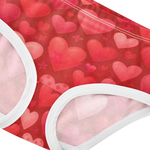 Joisal Cotton Girls Underwear Toddler Cute Red Hearts Valentine Panties Little Girl Funny Kids Undies Briefs 2t4