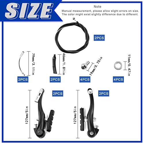 Glarks 6Pcs Bike Brake Set Includes 2 works 4Pcs V-Bike Brakes - Image 2