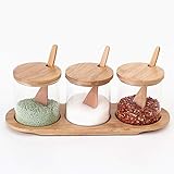 Spezifikation: 300ml MEICHENG-DZ Erfrischendes 300ML Küche Spice Töpfe Schüsseln Holzkiste und Bambus Cover - Vorratsbehälter Menage Gläser Glas Gewürz-Rack einfach