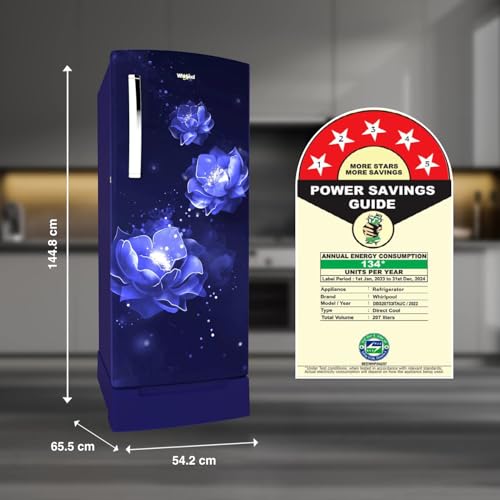 Image of Whirlpool 207 L 5 Star Icemagic Pro Inverter Direct-Cool Single Door Refrigerator (230 IMPRO ROY 5S INV SAPPHIRE ABYSS-Z1, Blue)
