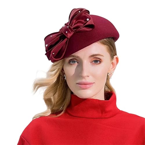 Women’s Fashion Wool Fedora Hat Elegant All-Matching Top Cap French Beret Felt Church Bowler Dress Hat
