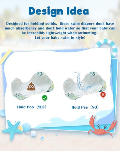 Image of ALVABABY Swim Diapers 3pcs Baby & Toddler Snap One Size Reusable Adjustable Baby Boys' Swim Diapers for Swimming Lessons 3SWY78