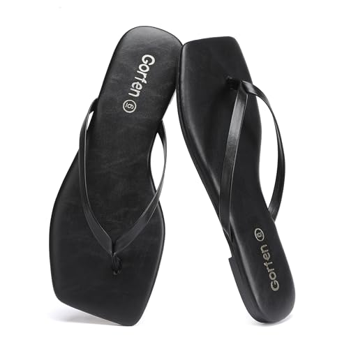 Image of Flip Flops for Women Comfortable Square Toe Casual Beach Sandals Summer Outdoor and Everyday Wear