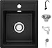 Spülbecken Schwarz 40 x 50 cm, Granitspüle + Küchenarmatur + Siphon, Küchenspüle ab 40er Unterschrank, Einbauspüle von Primagran