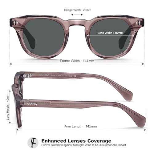 Image of CARFIA Retro Sunglasses for Men Polarized UV400 Protection, Cool Round Acetate Fashion Shades